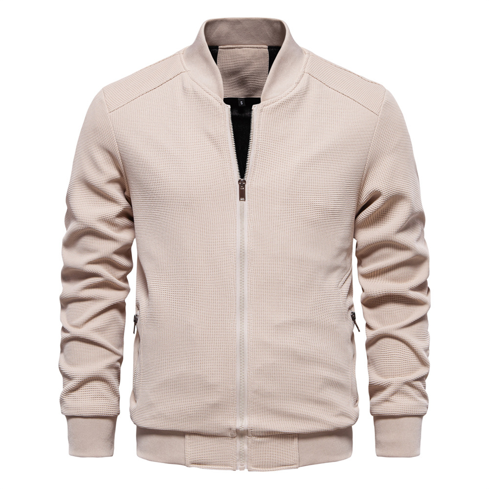 TK 2024 Modelo de primavera y otoño Cuello alto Nueva chaqueta de color sólido para hombres Chaqueta casual Moda Ropa de hombre delgada