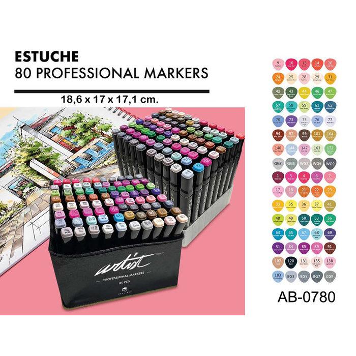ROYMART ESTUCHE LUXURY CANVAS GAMA ARTIST 80 COLORES ROTULADORES 18x17x17 Cms.