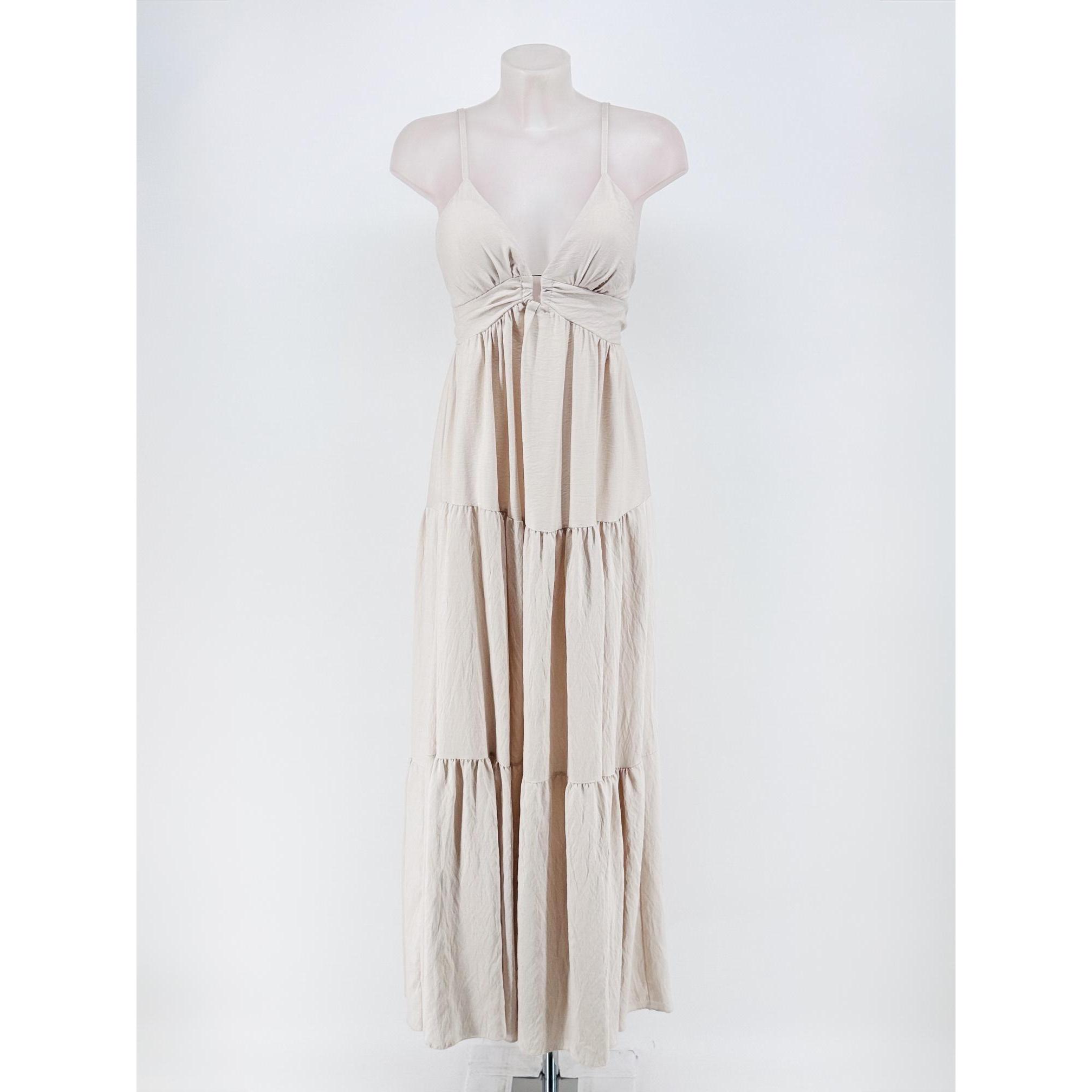 Vestido Largo Playero de Verano para Mujer con Escote en V, Espalda Descubierta Lazadas Ajustables y Falda Fluida Multicapa Ruffles Elegante Moda Casual Fiesta Primavera Estival Fresco Cómodo Femenino Juvenil Tendencia Online España Nueva Colección