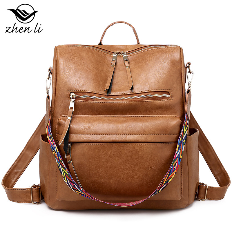 Mochila de moda para mujer, bolso de hombro multifuncional de cuero para mujer, bolso de viaje, bolso de mano