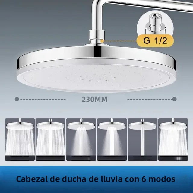 TK Cabezal De Ducha De Gran Flujo Con 6 Modos Supercharge Regulador De Presión 230mm Redondo Accesorios De Baño Cabeza De Ducha De Lluvia