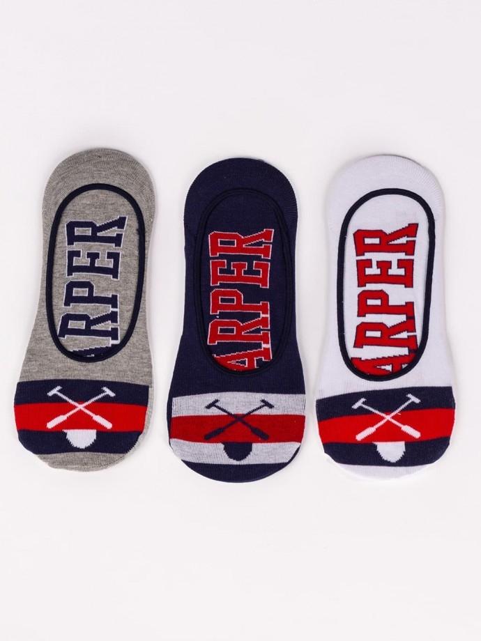 Pinkies Harper Pack 3 Calcetines Hombre Algodón Suave Modernos - Blanco Azul Gris