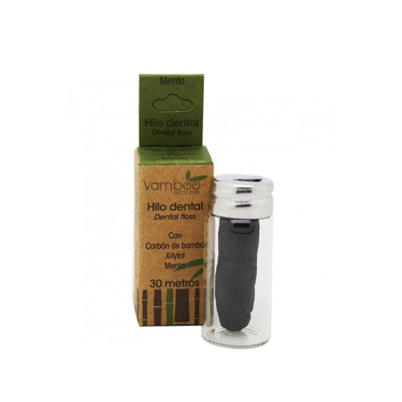 Hilo dental con Carbon de bambu, Xylitol y Menta 30 metros Vamboo Bioclub