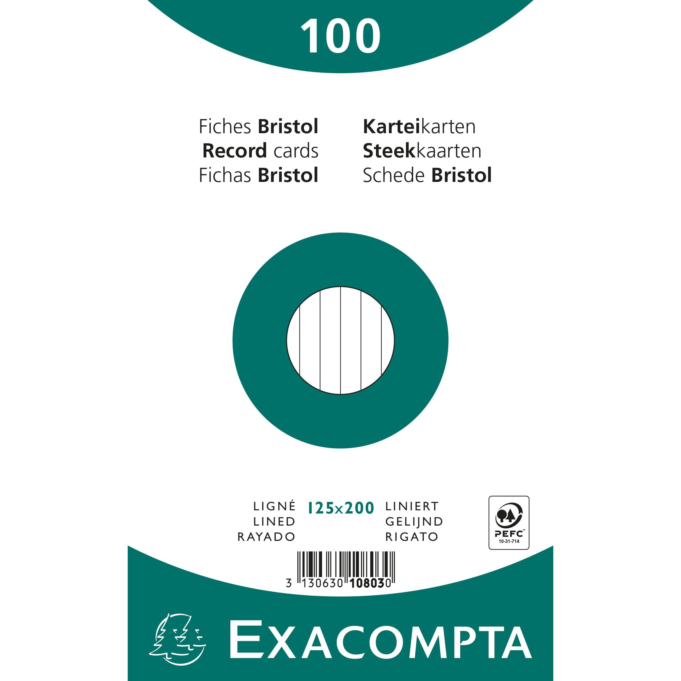 Exacompta 10803X - Paquete horizontal de 100 fichas, 125 x 200 mm