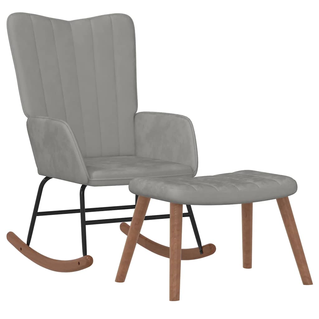 Vidaxl silla mecedora con reposapiés terciopelo Multicolor