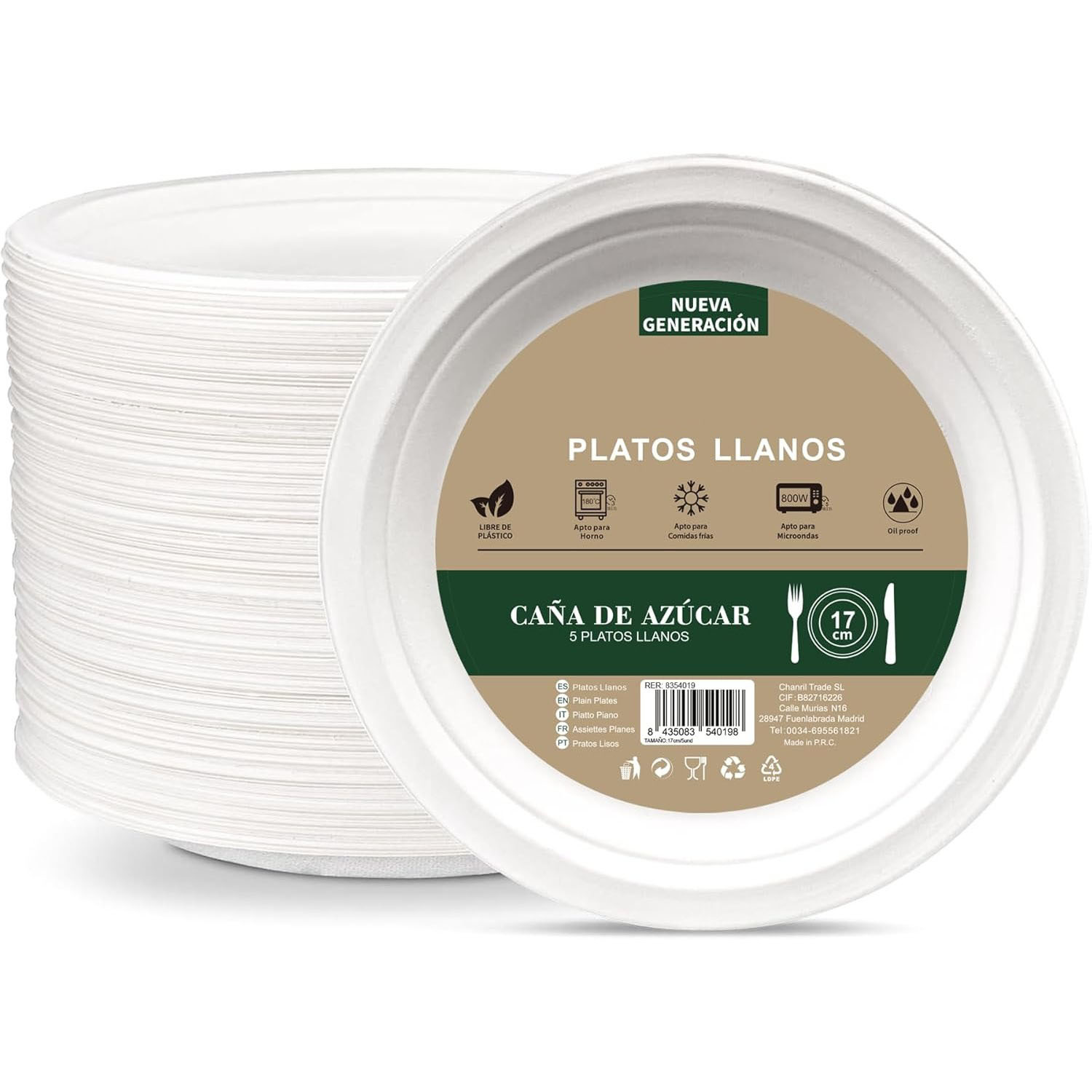 DECODEKO Platos de papel de fibra de caña de azúcar Platos de pastel de cumpleaños Platos de cena de desayuno Platos de barbacoa de frutas Ensalada de carne Platos decorativos Platos de papel engrosados a prueba de agua y aceite