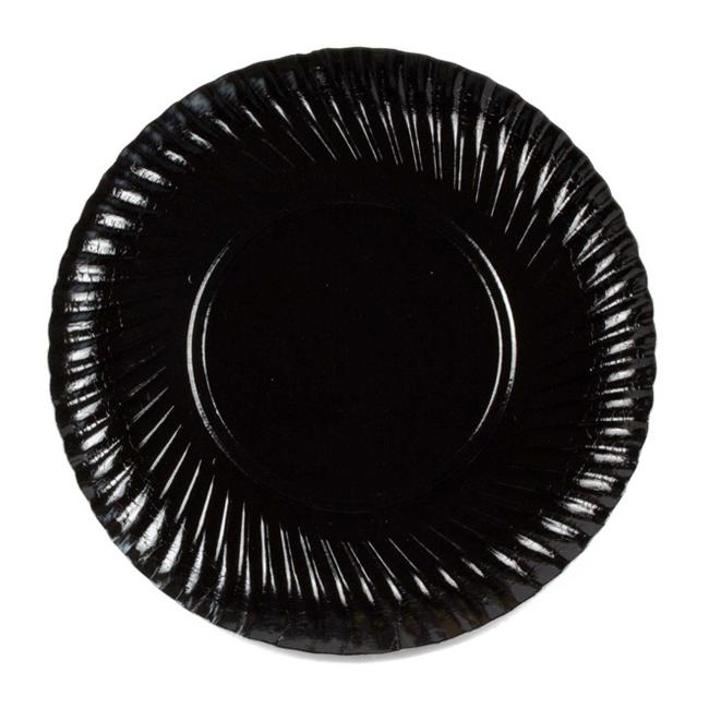 MONOUSO | Plato de Cartón Redondo Negro 25cm (100 Uds)