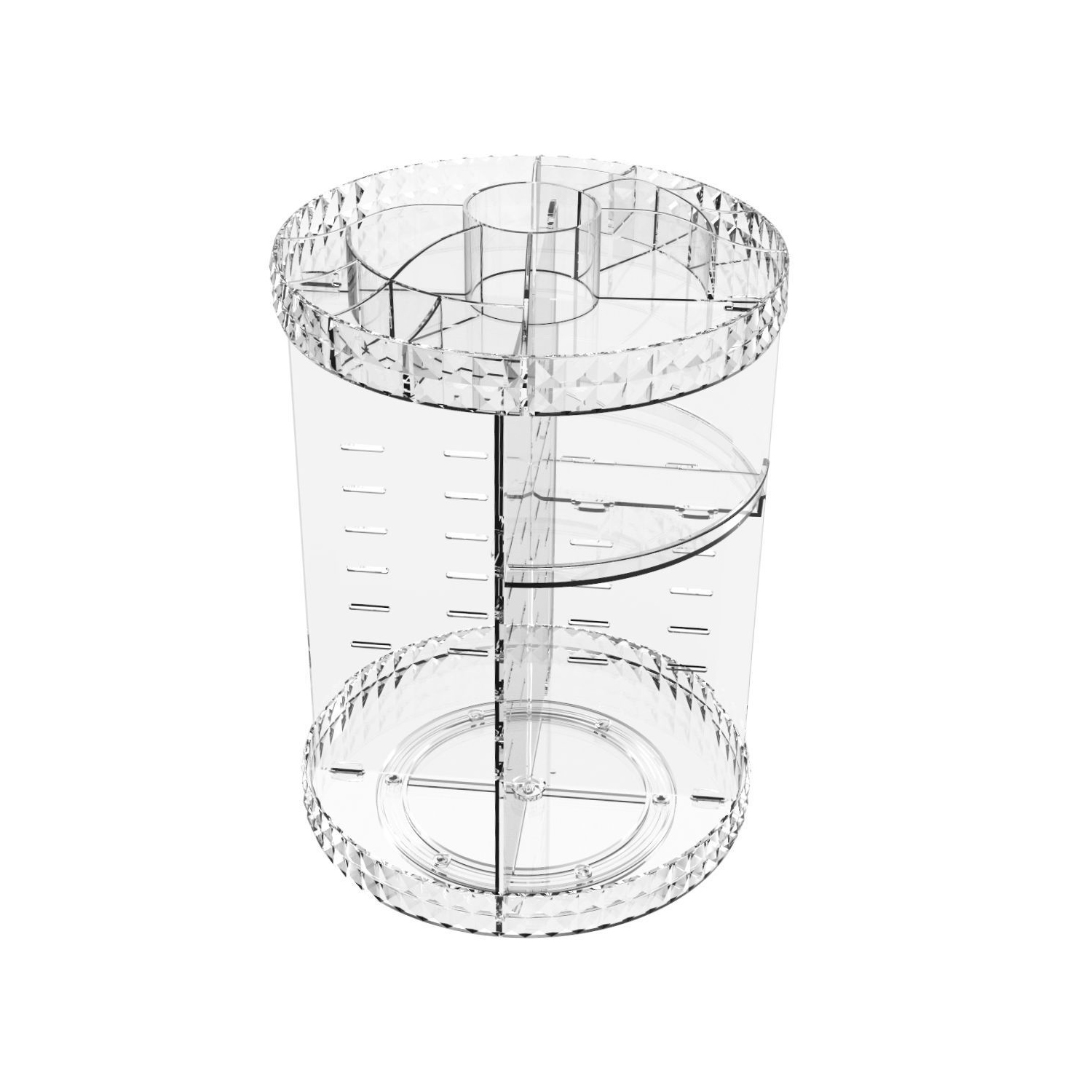 Organizador de Maquillaje Giratorio 360º Gran Capacidad y Altura Ajustable con Bandejas Transparentes y Diseño Elegante | Tocador Ordenado y Cosméticos Siempre a Mano | Fácil Montaje y Estable