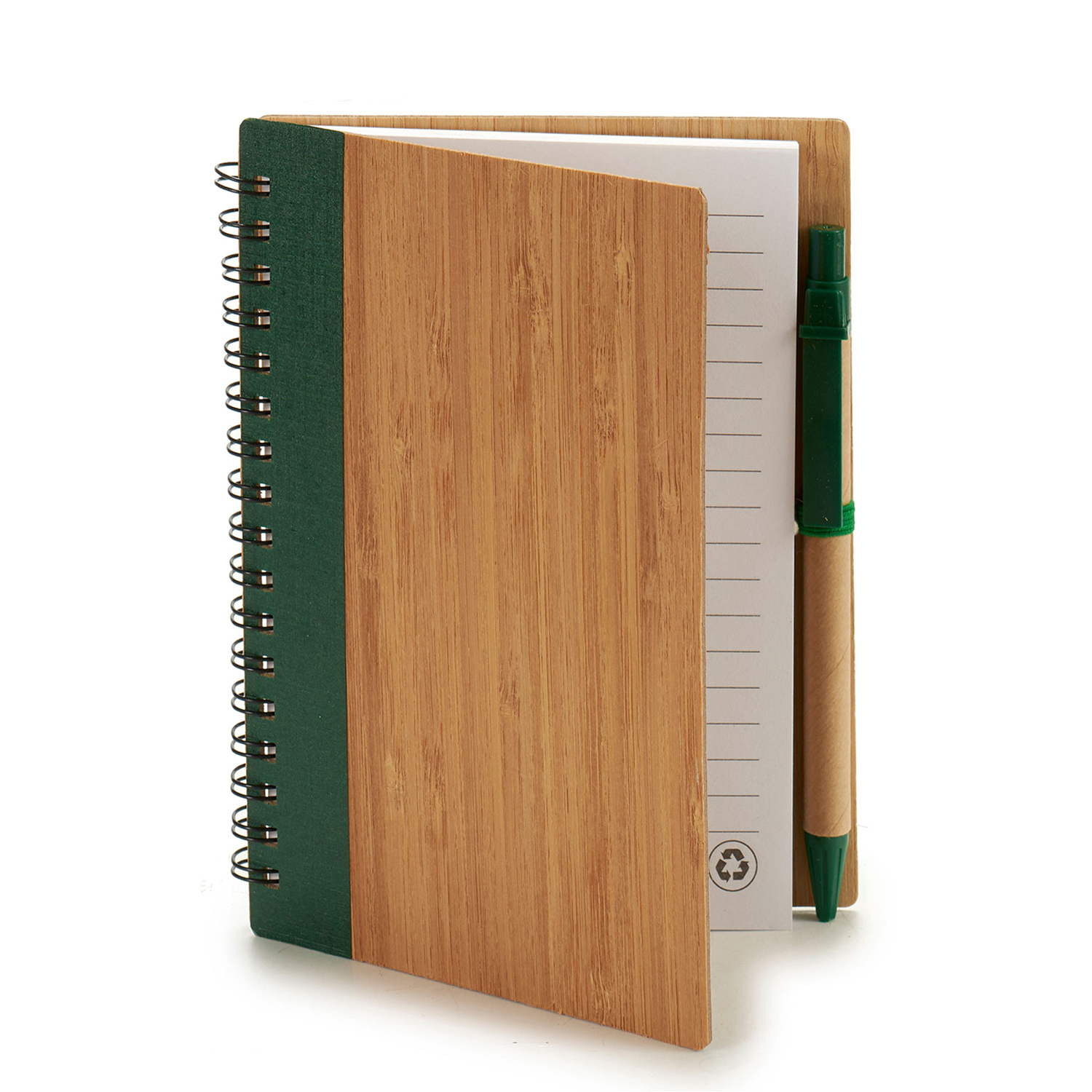 DAM. Pack 4 libretas bambú con goma y boli 16x12 cm. Surtido 4 colores. 12x1x16 cm.