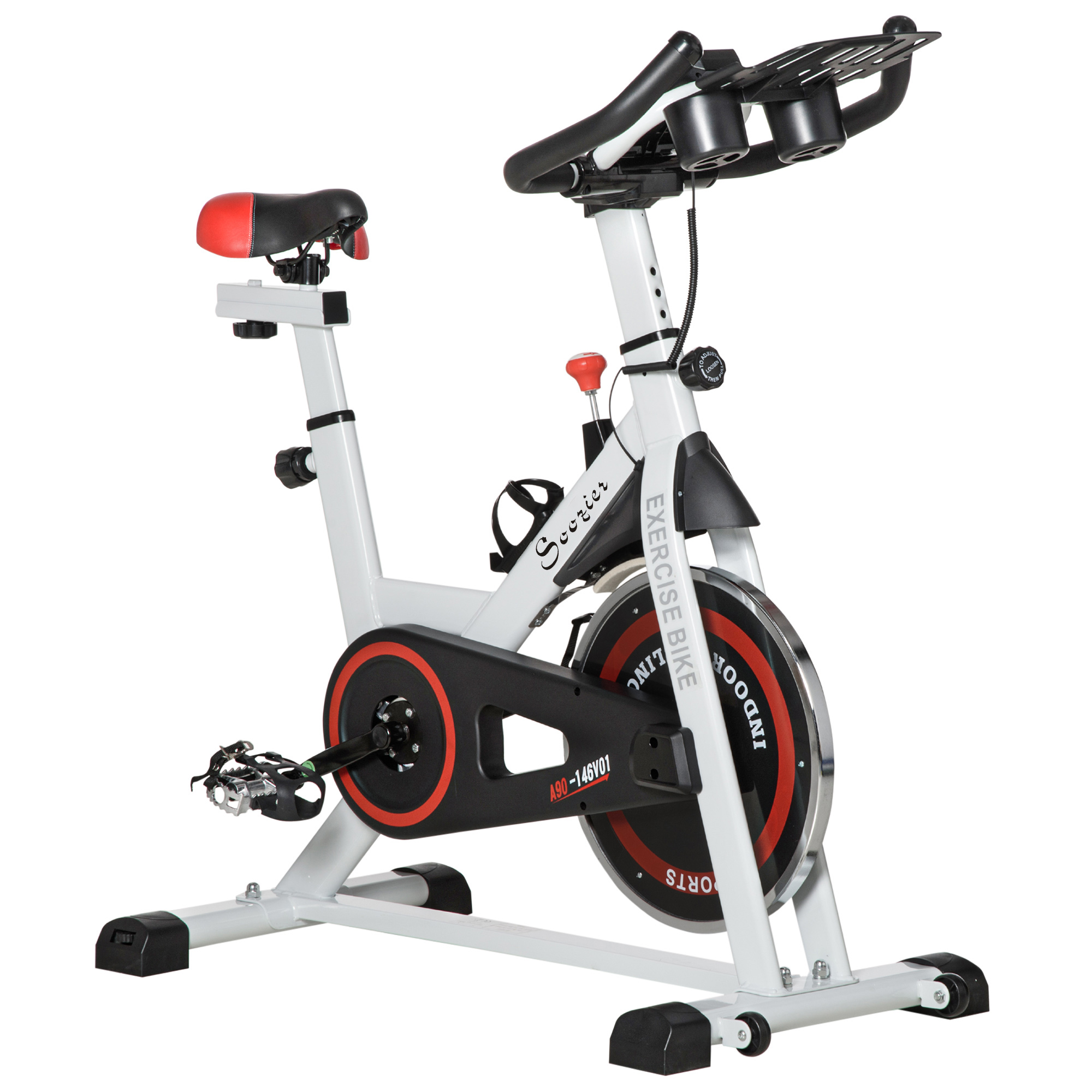 HOMCOM Bicicleta Estática con Resistencia Regulable Bici Estática Bicicleta de Fitness con Volante de Inercia 8 kg Pantalla LCD Manillar Asiento Ajustable Soporte para Tableta para Casa Gimnasio Azul