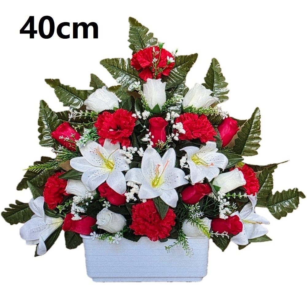 Flores artificiales para cementerio,Centro Flores para santos duraderas de tela con maceta,Gerimport,Envios desde España