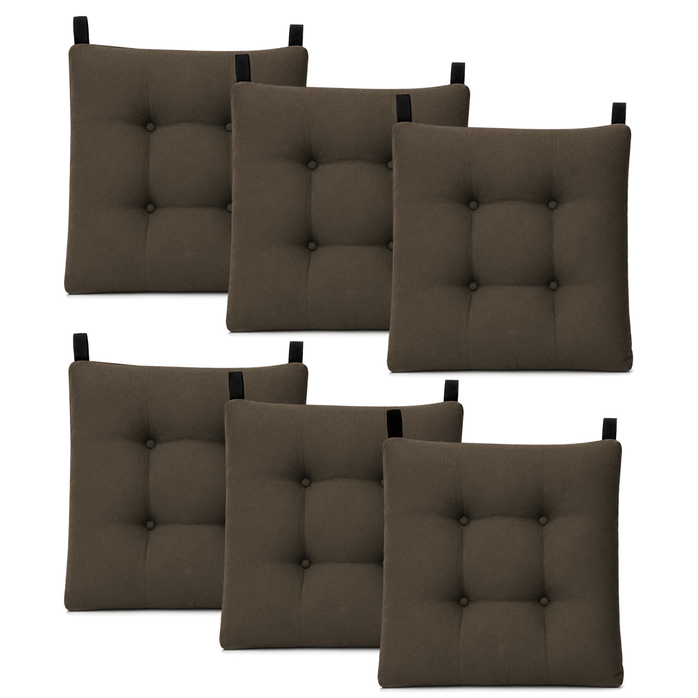 Pack de 2/4/6 Cojines para Silla de 40x40x8cm Acolchados, Relleno de Espuma de Poliuretano con Cintas de Sujeción Antideslizantes para Interior y Exterior, Fabricado en España. Variedad de Colores y Packs