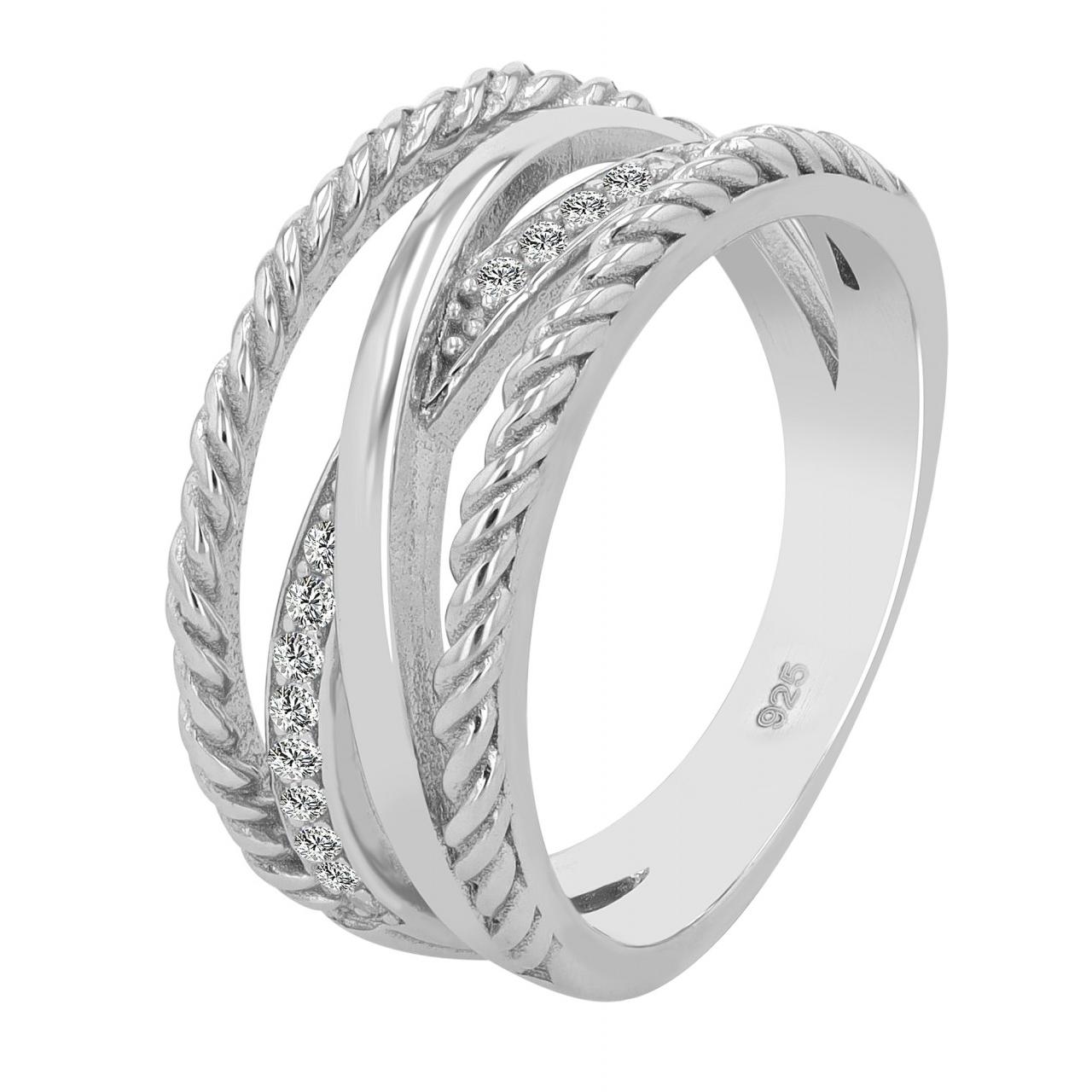 Anillo Mujer Prateado em Prata de Lei 925 Banhado a Ródio - Tam.52 - 0075