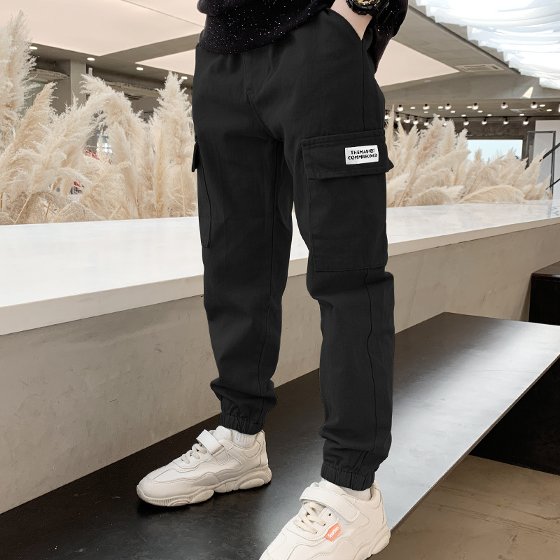 TK Pantalones De Cargo Para Niños Moda Primavera Otoño Con Letras Deportivas Estilo Casual Delgados Cintura Media Talla Verdadera