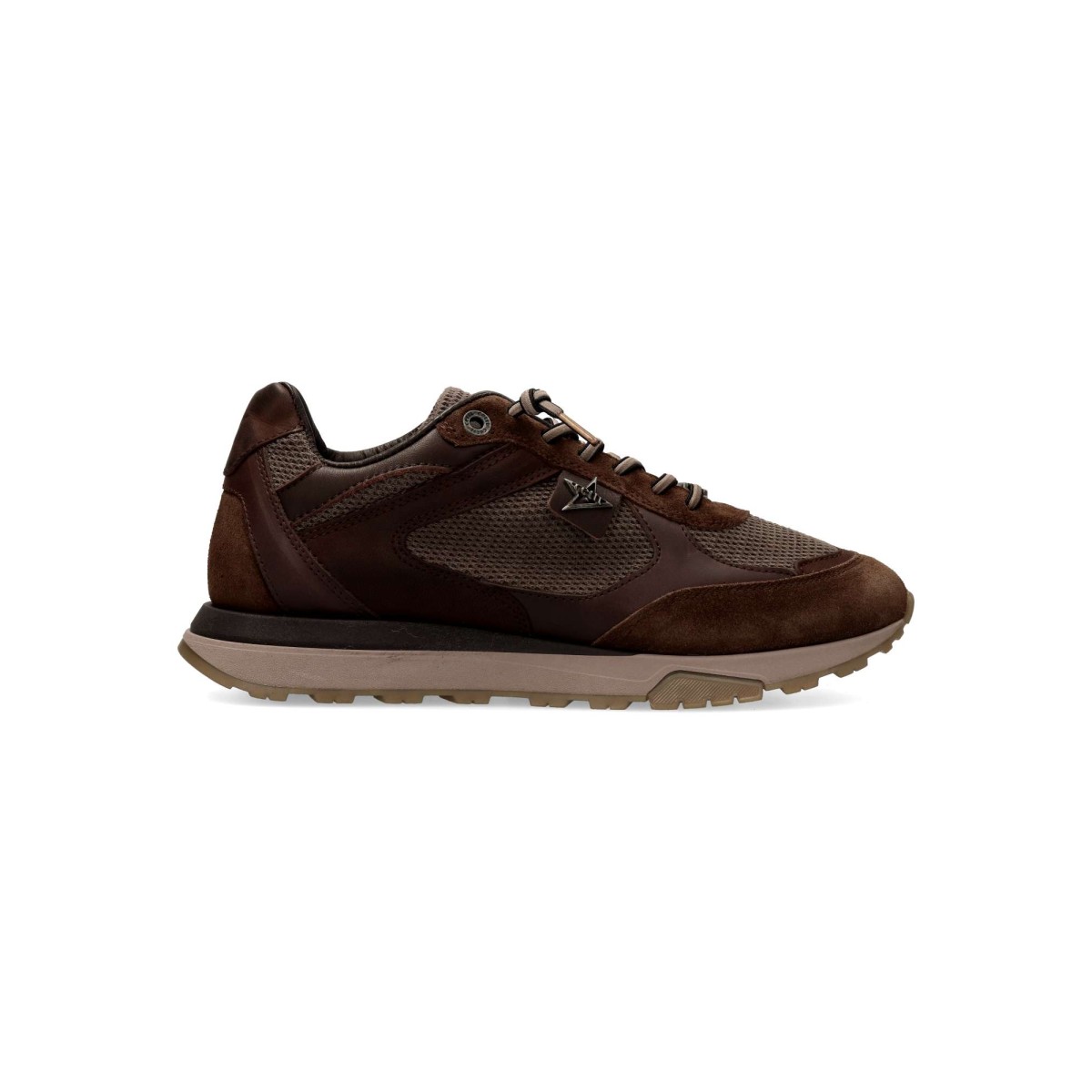 CETTI - Zapato deportivo casual hombre CETTI con diseño vintage-retro, piel natural y textil, cierre de cordones elásticos, plantilla acolchada extraíble y suela de goma gruesa