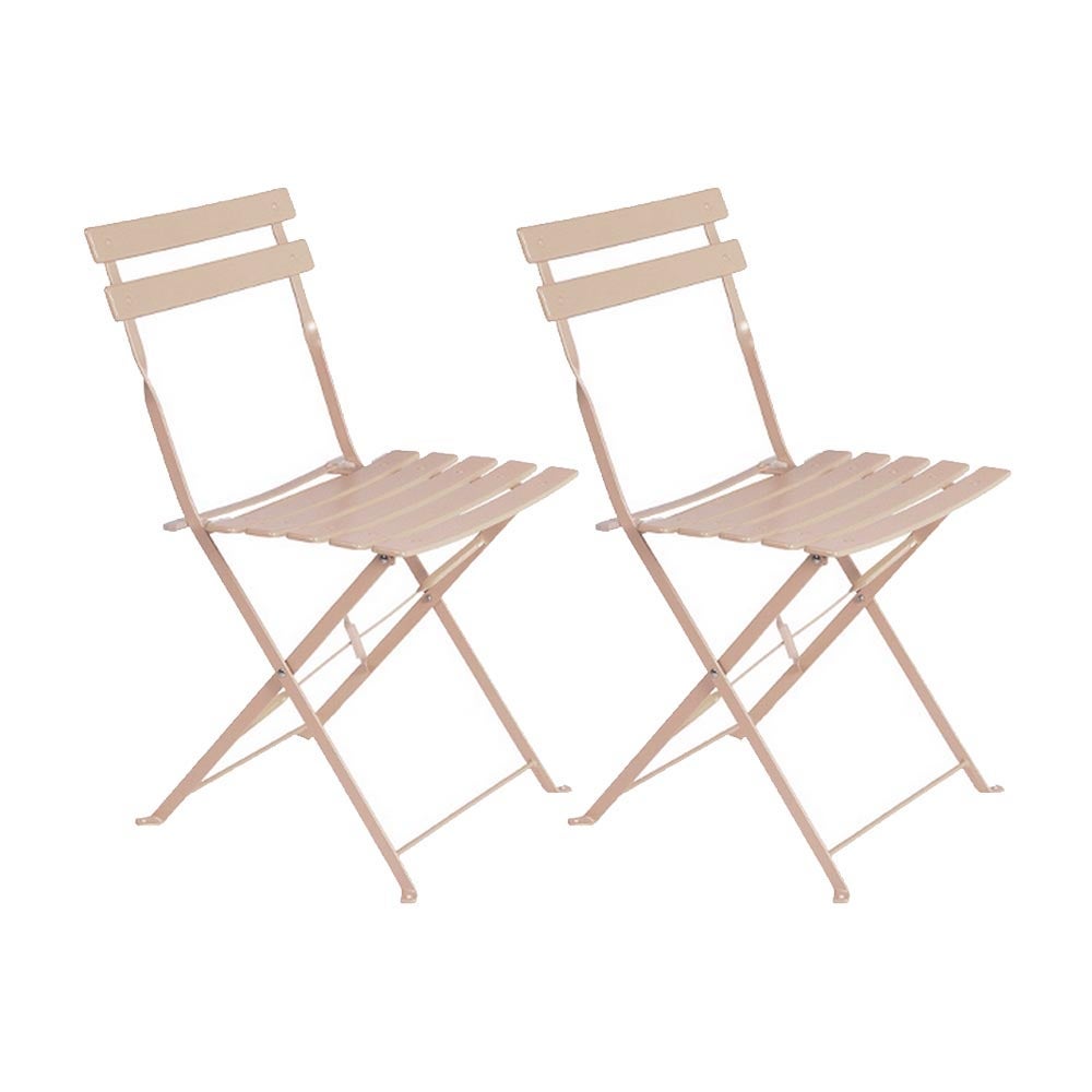 Set 2 Sillas jardín plegables Sira Acero taupe 41x46x80 cm Tratamiento Epoxi para exterior. MONTY