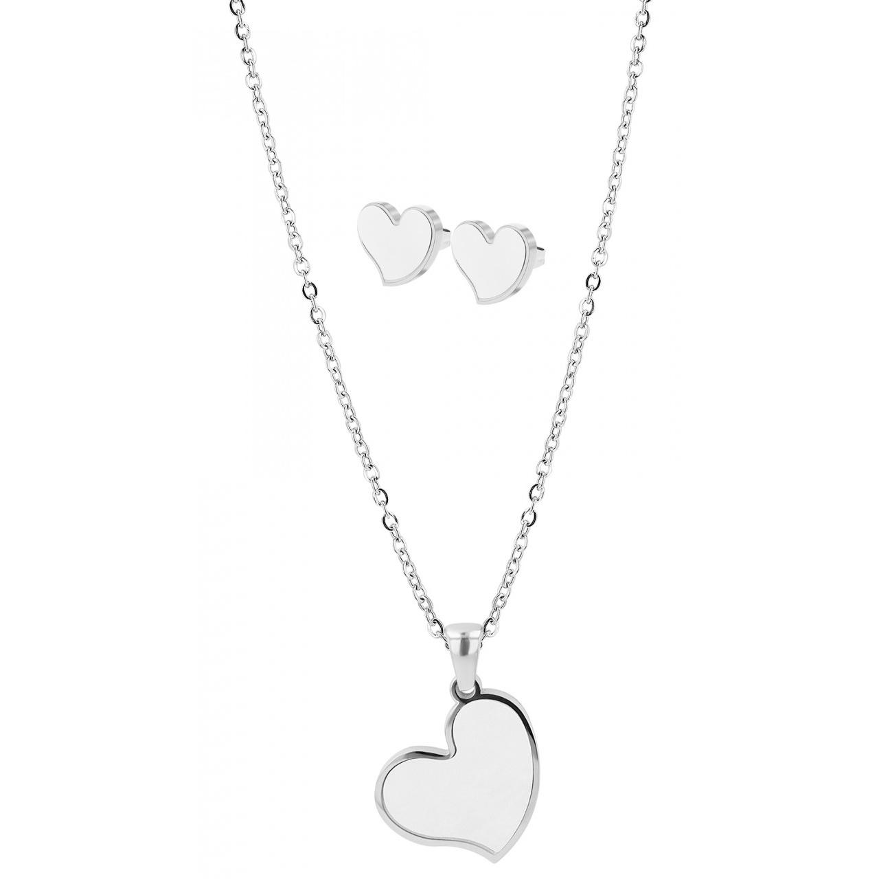 Akzent® Conjunto Collar e Pendientes Coração em Aço Inoxidável 0187