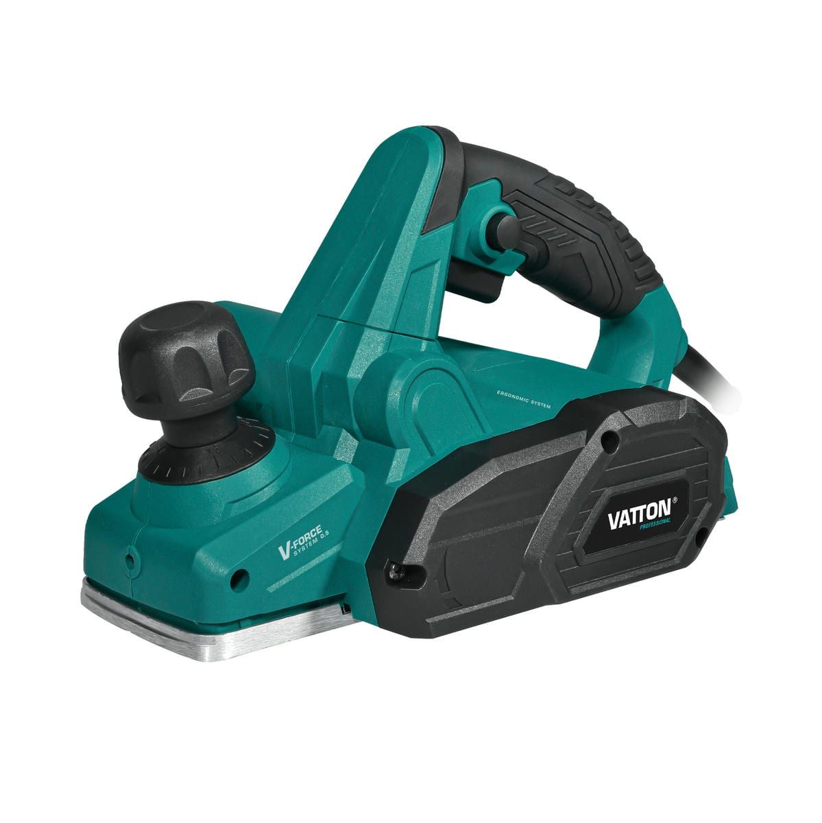 Cepillo eléctrico VATTON Potencia 650W - Incluye accesorios: Bolsa recoge polvo / Guía paralela de borde + soporte / Llave fija de ajuste.