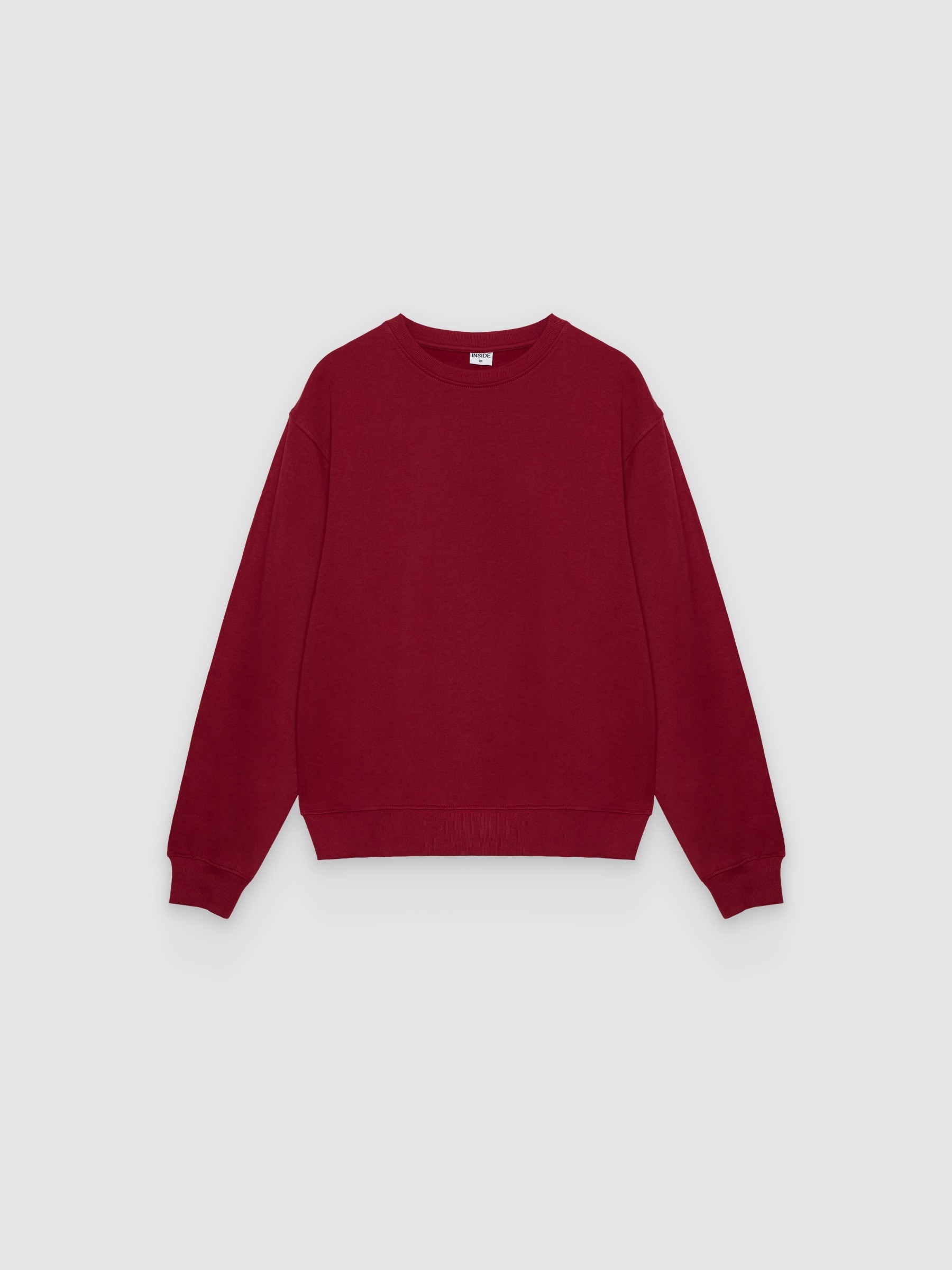 Sudadera básica cerrada, sin capucha y cuello redondo, de felpa, patrón oversized de 58 cm y caída amplia INSIDE