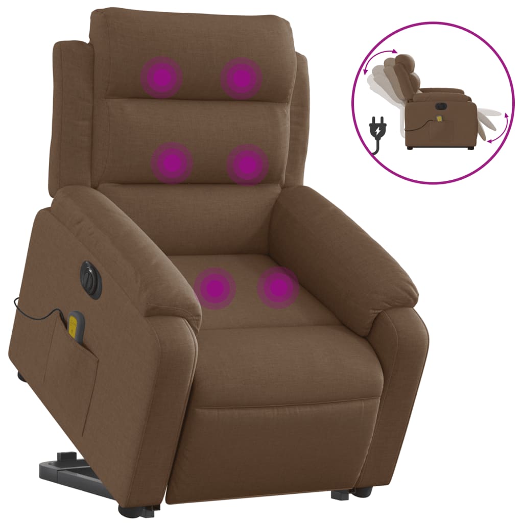 Vidaxl Sillón Masaje Eléctrico Reclinable Elevable Tela Gris Claro