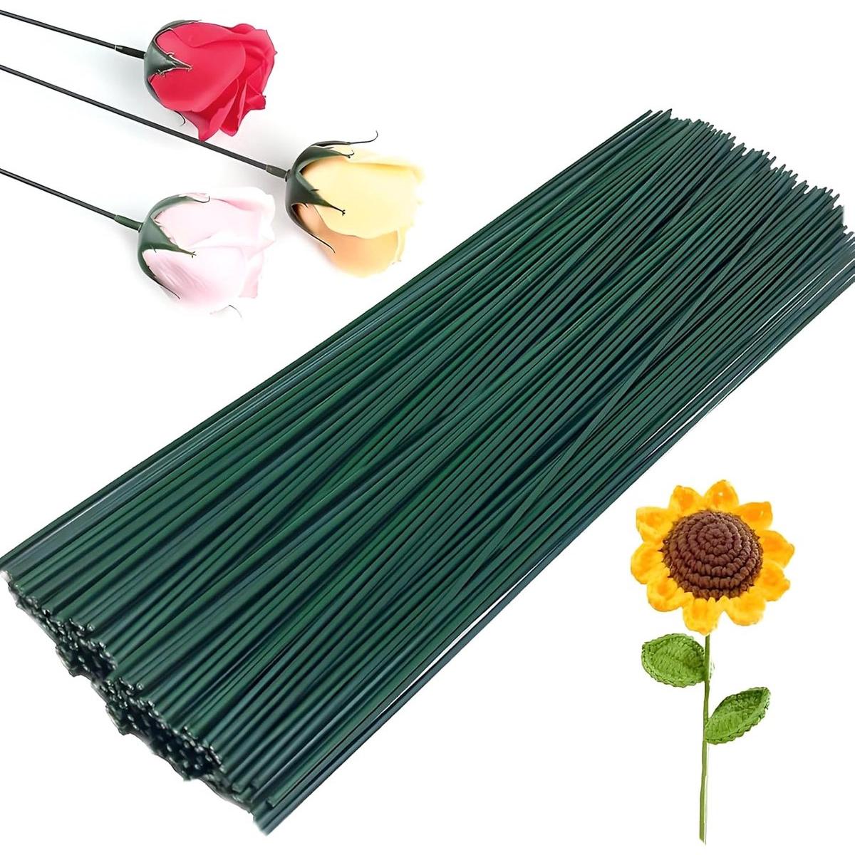 50 piezas - Alambre floral - 30 cm * 2 mm - Tallo de flor - Herramientas para arreglos florales - Tallos de alambre floral flexibles - Accesorios para plantas - Manualidades - Para ramos, arreglos florales y flores secas - Vegetación