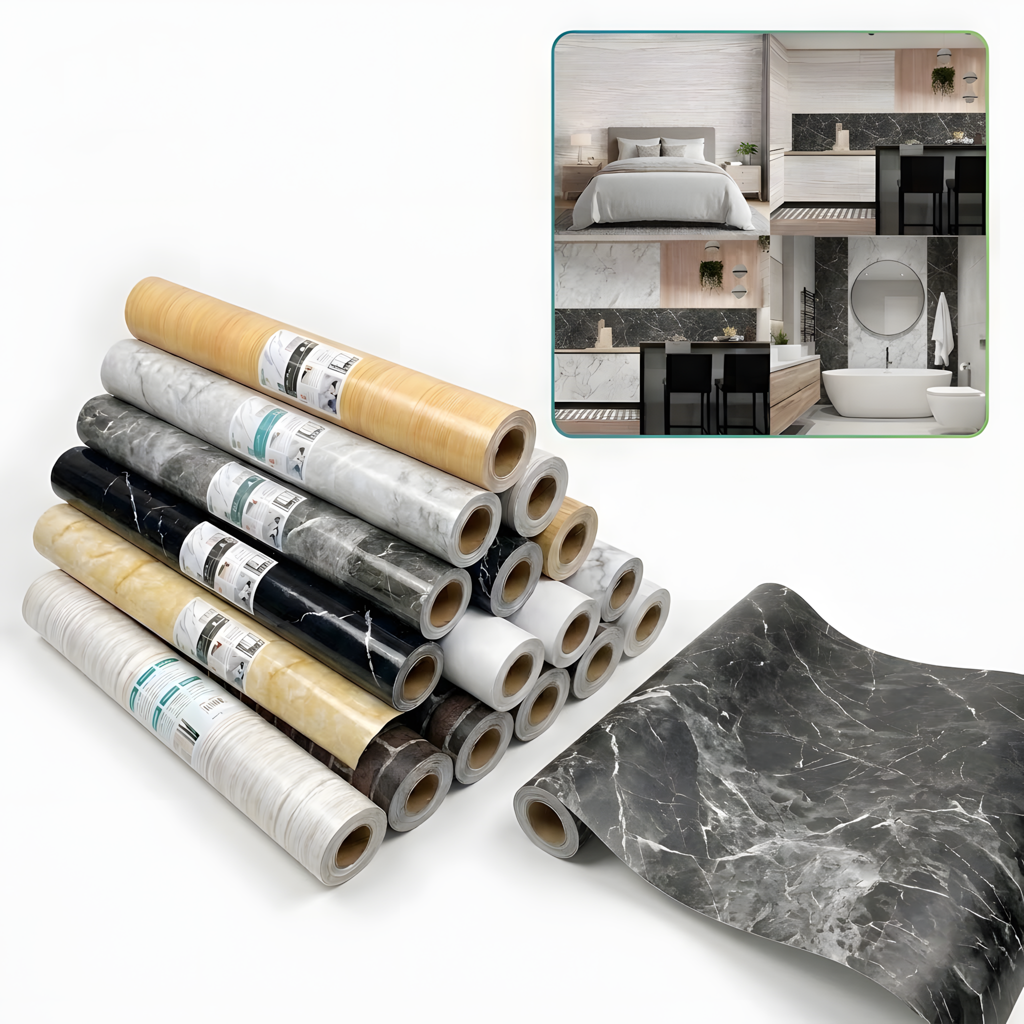 E-LONG Papel Pintado Autoadhesivo – Vinilo Decorativo para Paredes – Rollo 0.6/1.2x3m – Varios Colores Disponibles