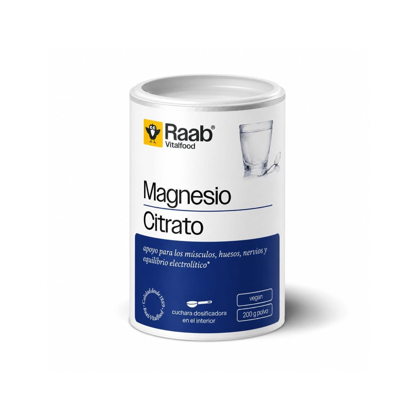 Raab Vitalfood Citrato de Magnesio en Polvo 340 g / 200 g | 100% Magnesio Citrato Sin Aditivos | Alta Solubilidad | Vegano