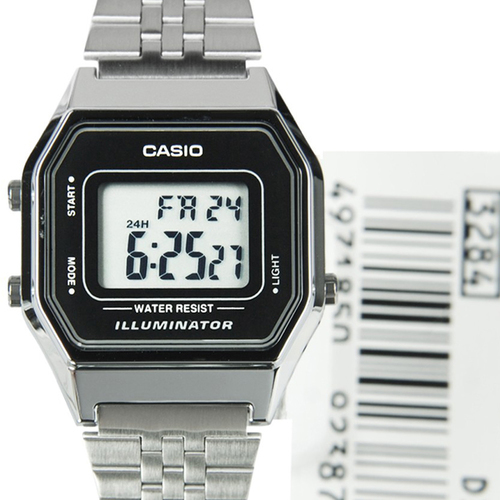 Reloj mujer Casio LA680WEA-1DF clásico plateado negro luz led correa de acero inoxidable watch casio