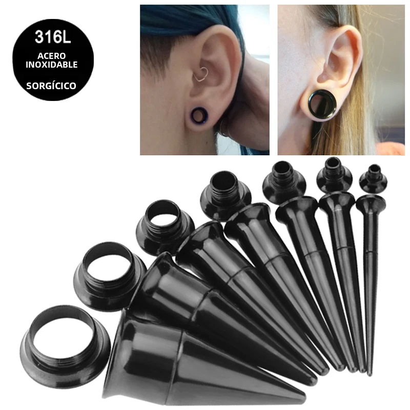 TK Kit De Estiramiento De Oreja 1 Pieza Aretes De Cirugía De Acero Inoxidable Expansor De 11mm Túnel De Carne Joyería Corporal