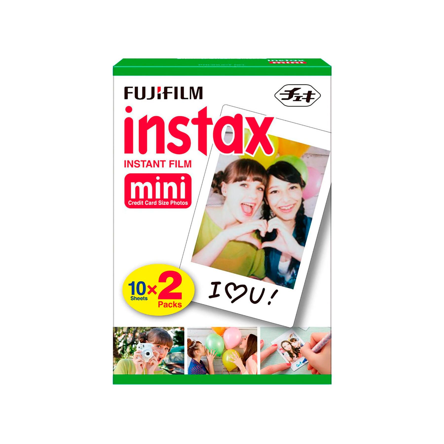 FUJIFILM - Película instantánea Instax Mini 2x10 para cámaras Instax Mini, revelado en 5 min, colores vivos y tonos de piel naturales, compatible con todas las cámaras mini