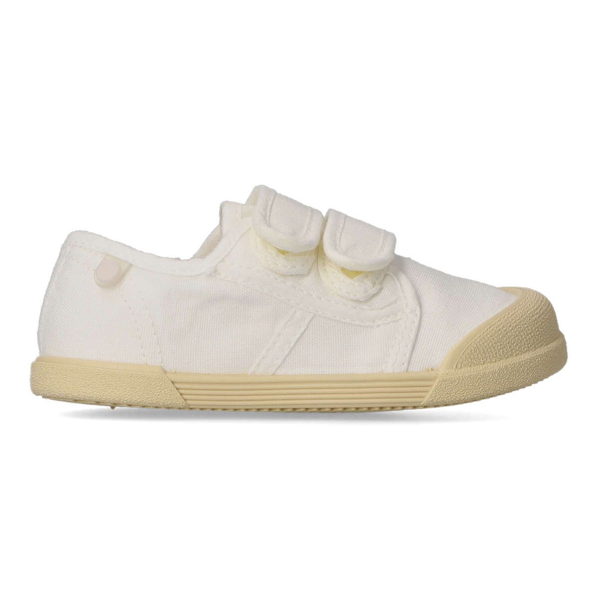 Igor - Zapatillas de lona para niños con concepto barefoot y drop cero, 100 % algodón sostenible, cierre de velcros y puntera reforzada en blanco