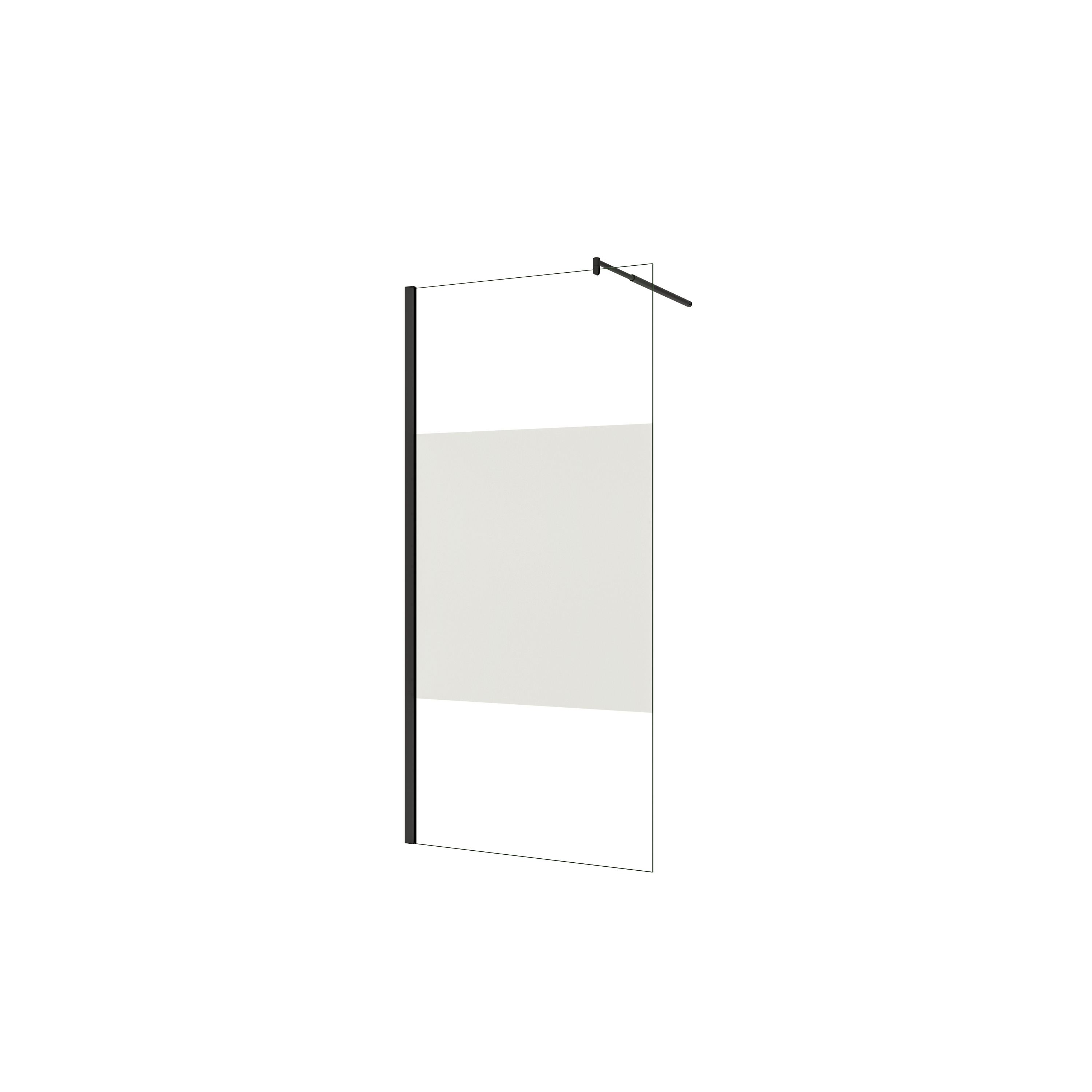 AICA SANITARIOS - Mampara de ducha fija - Serigrafiado Central Vidrio 8mm con Película de Seguridad a Prueba de Explosiones - Barra negra mate 70-120cm - Altura 200cm