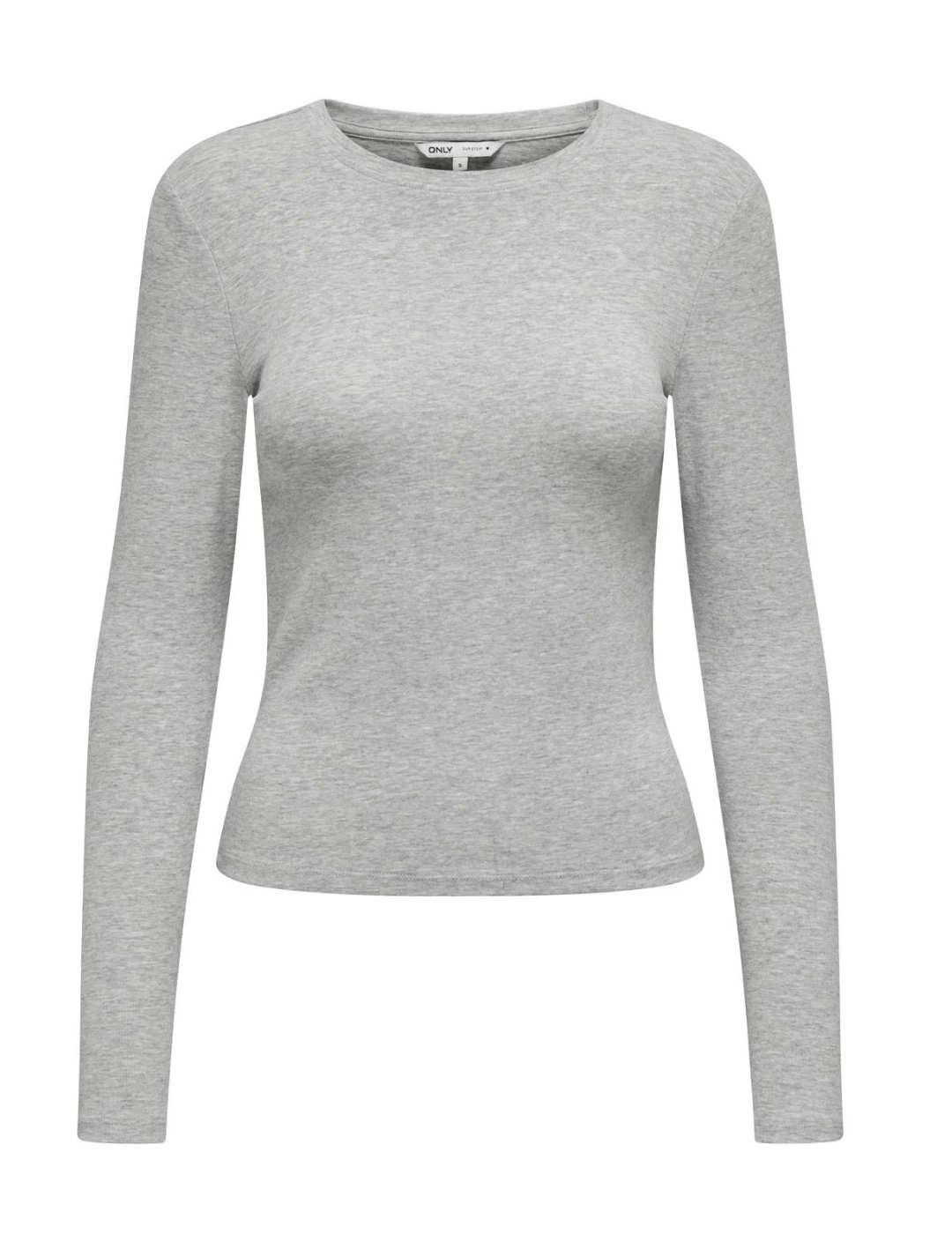 Camiseta Only Riley gris manga larga para mujer-&