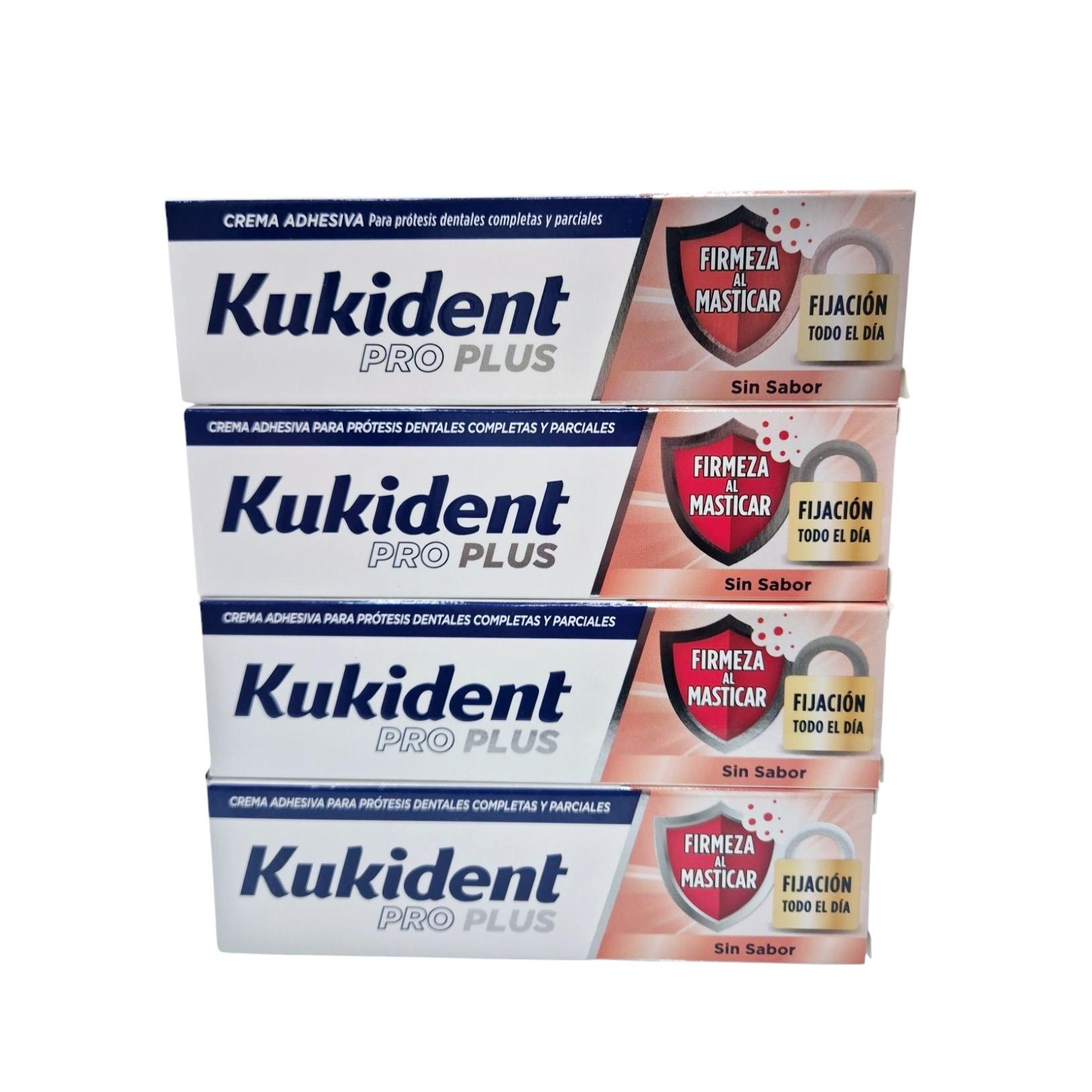 Kukident  Pro Plus Doble Acción Adhesivo para prótesis dentales_ Pack de 4-40 gramos [Total 160 gramos]