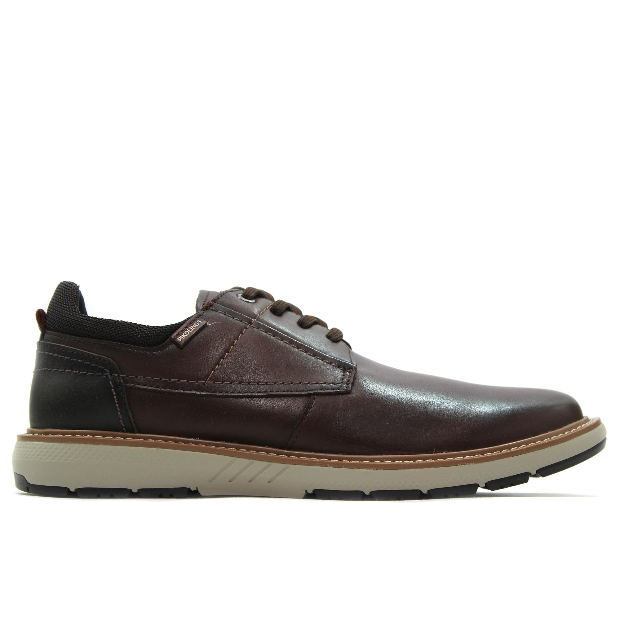 Pikolinos M8D-4292C1 Zapato casual de cordones,plano,blucher de piel,plantilla extraible,suela  blanca de goma para caballero