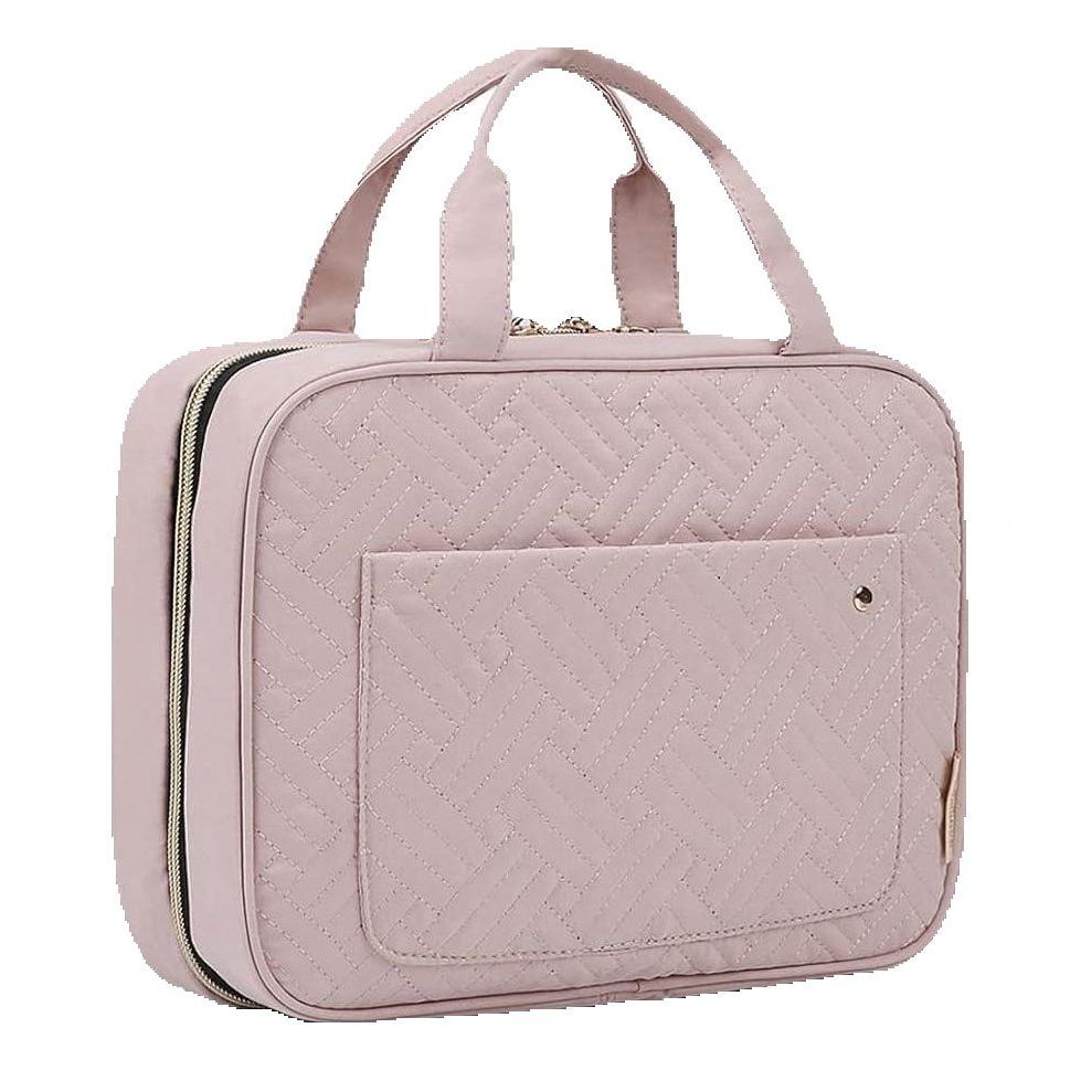 OmHO Neceser grande para colgar en el viaje, neceser para mujer, neceser de tamaño completo (M, rosa)