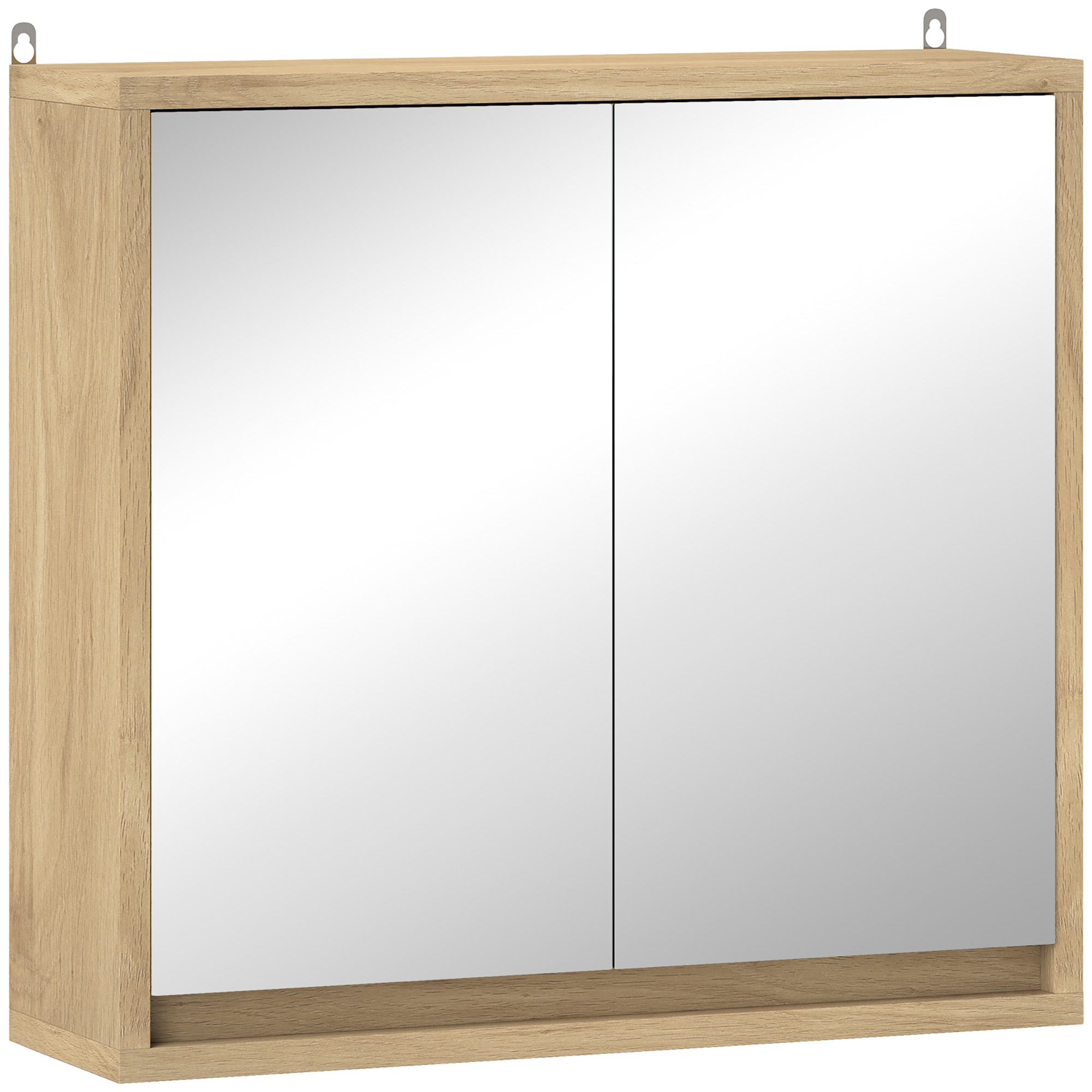 HOMCOM Armario de Baño con Espejo con 2 Puertas y Estante Ajustable Mueble Colgante de Baño para Aseo Estilo Moderno 48x14,5x45 cm