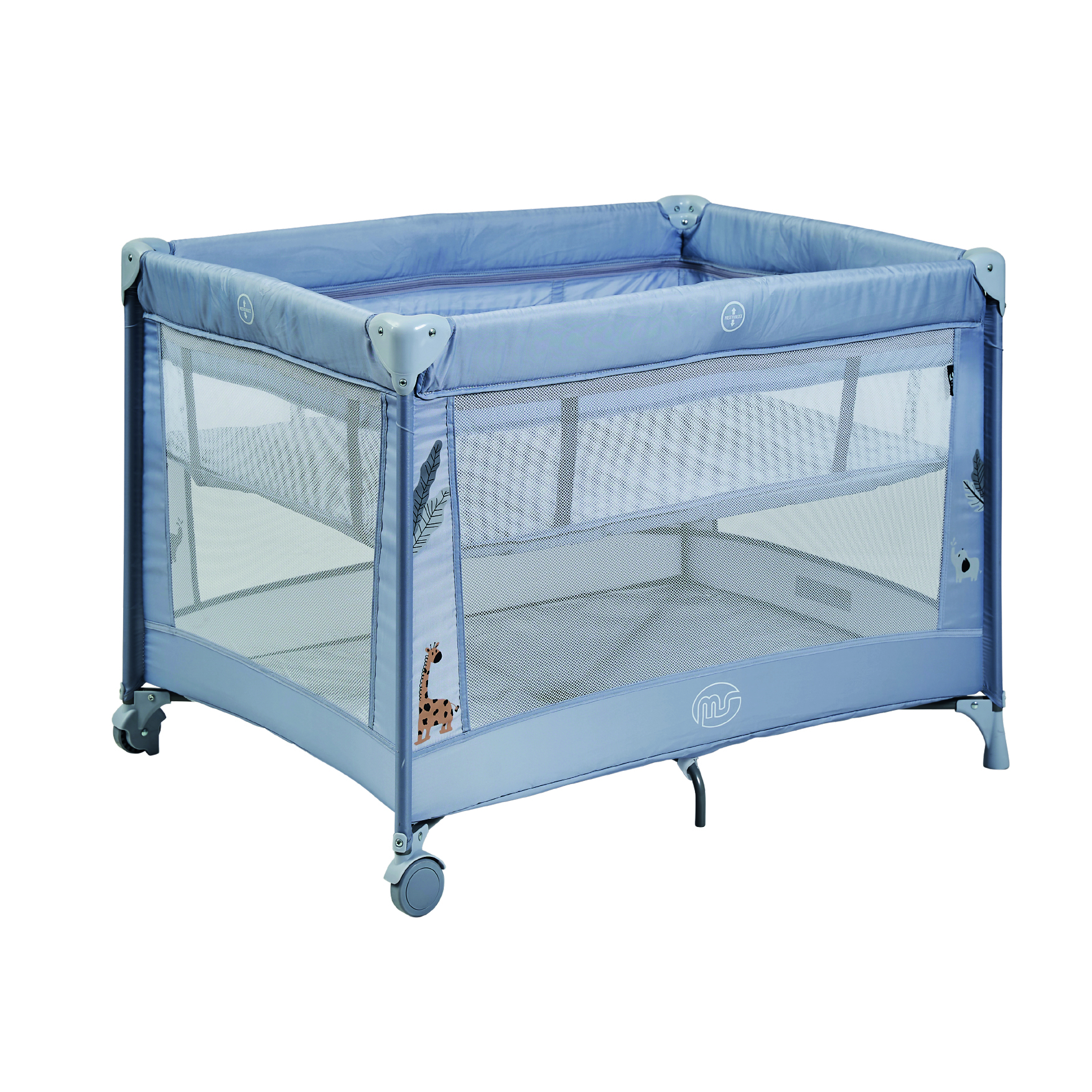 ms BabyWorld Kunni – Cuna de Viaje para niños con 2 Alturas | 100x70 cm | Desde el Nacimiento a 15Kg | Colchón y Bolsa Transporte Incluidos | Plegado y Montaje Fácil | Ligera y Ruedas (Gris)