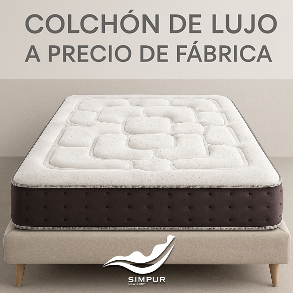 SIMPUR Colchón Royal Top - de +/- 15 a 30 cm Visco-Grafeno ó muelles ensacados - Soporte firme y confortable - 9 zonas - Espuma HR de alta densidad - Termorregulación - Antiestático - Oeko-Tex - Fabricado en España 90x190 135x190 150x190