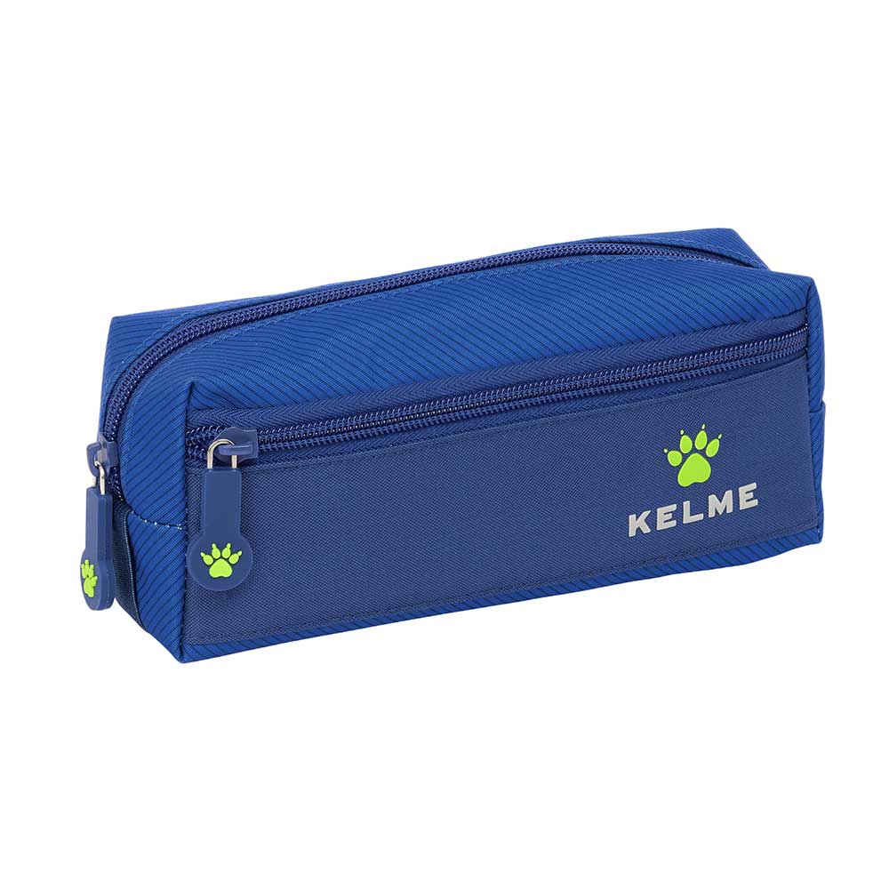 SAFTA | Portatodo Triple Kelme Organizador Escolar Juvenil con 3 Compartimentos Separados y Cremalleras, Plumier Completo con Material Escolar, Compartimentos Organizadores, Asa Lateral, Azul
