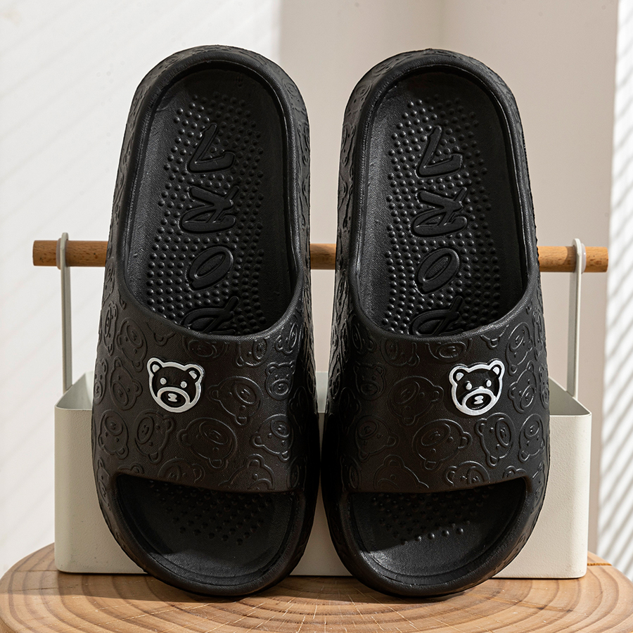 TK Zapatillas De Mujer Estilo Cartoon Oso Imprimido Cómodas Para Verano Interior Antideslizantes Para Baño Y Exterior Zapatos De Pareja Casual