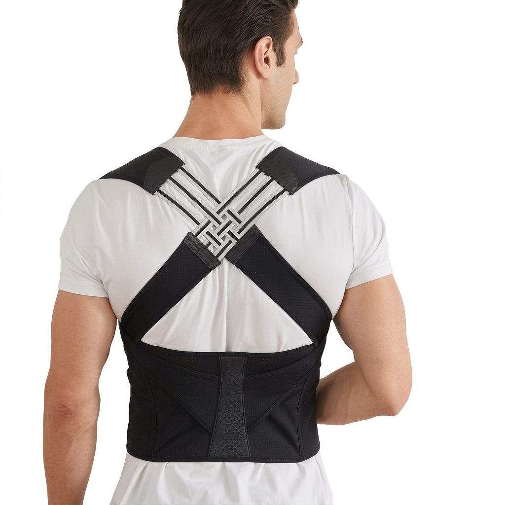 Corrector de postura ajustable con soporte lumbar y dorsal, diseño ergonómico transpirable para hombre y mujer, ideal para oficina y teletrabajo