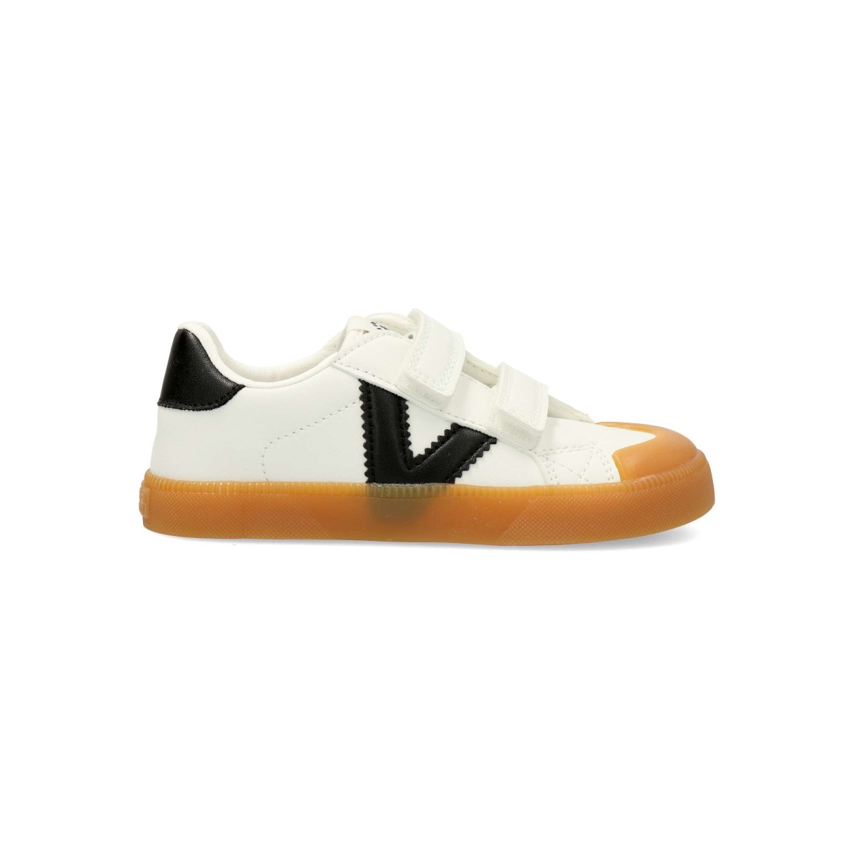 Victoria - Zapatillas barefoot para niños VICTORIA Deportiva casual minimalista con suela de goma color caramelo, amplitud en los dedos y plantilla plana extraíble