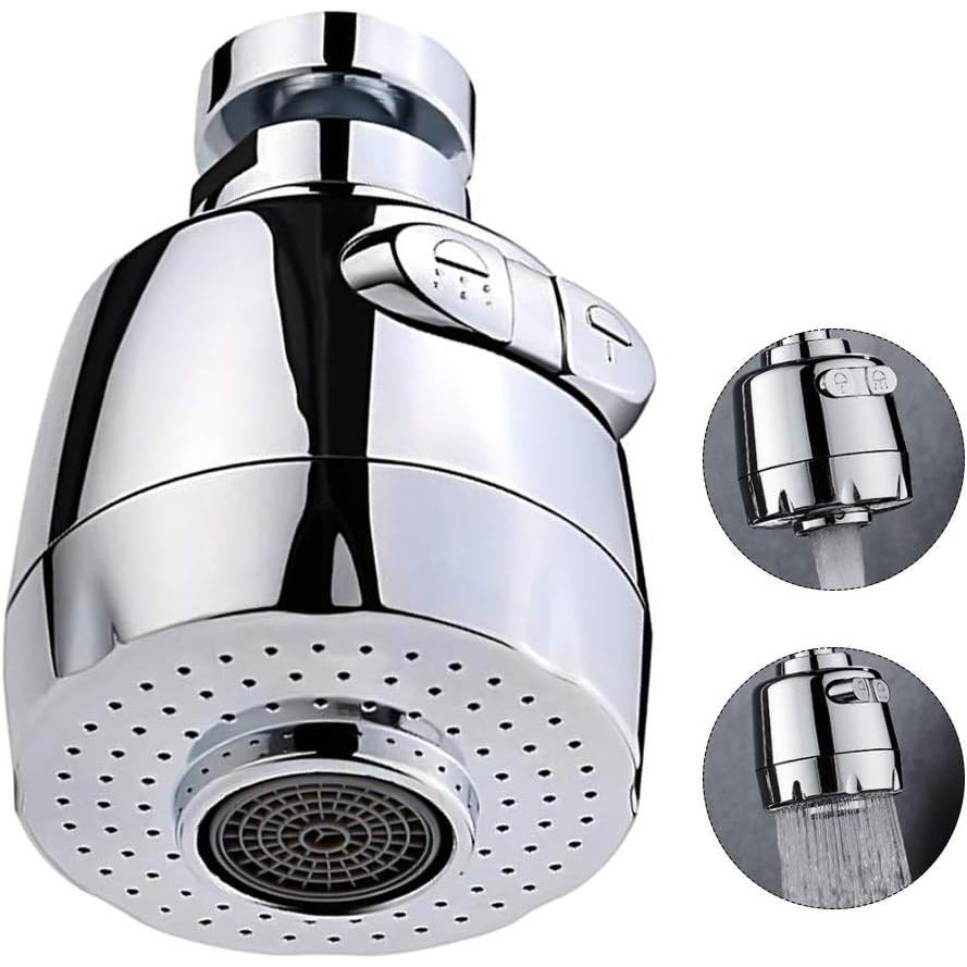 TK Aireador de grifo, grifo de cocina giratorio de 360 grados, 2 modos, rociador de filtro de cabezal de ducha ajustable (corto)