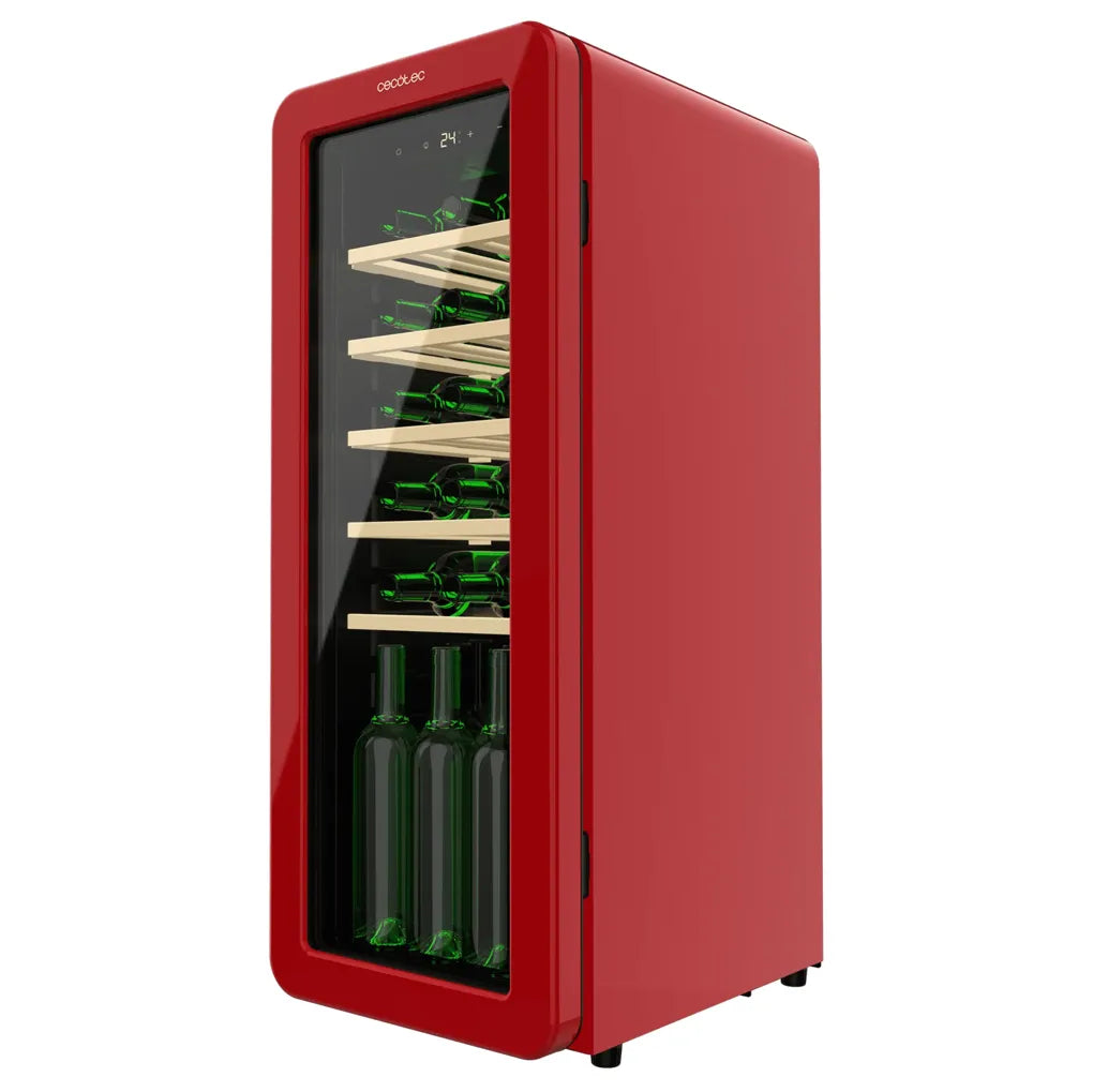CECOTEC A01_EU01_100505 Vinoteca Retro Roja para 24 Botellas con Control de Temperatura y NoFrost