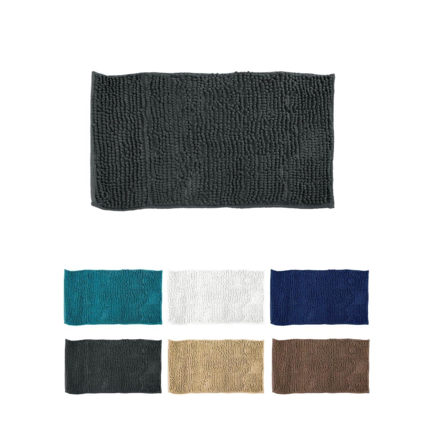 Alfombra para Baño Chenille - Esterilla de Microfibra Antideslizante 40x60 cm Lavable a Máquina
