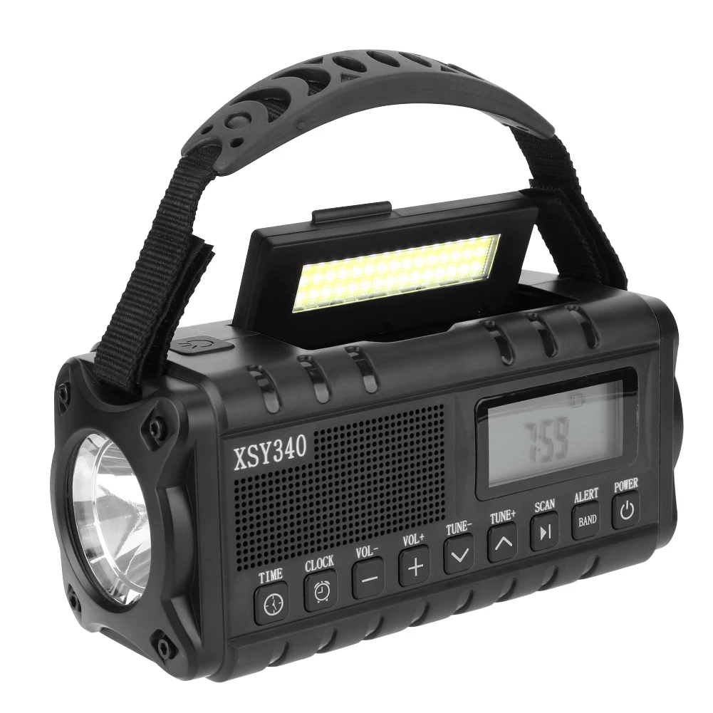 TK Radio De Emergencia Portátil 10000mAh Con Solar Y Manivela LED Linterna Banco DE LA Energía Recargable AM FM NOAA Weather Radio Cargador USB