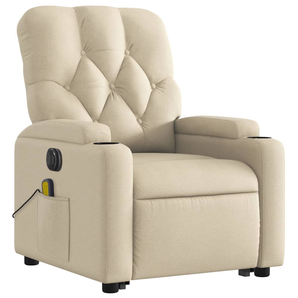 Vidaxl Sillón de Masaje Eléctrico Reclinable Elevable Tela Gris Claro