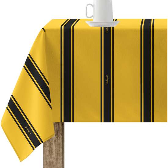 BL BELUM  Mantel cm Harry Potter Mantel resinado (tacto plastificado) antimanchas modelo Hufflepuff Basic - Mantel Elegante Made By BL BELUM - Mantel No traspasan Líquidos Made Spain