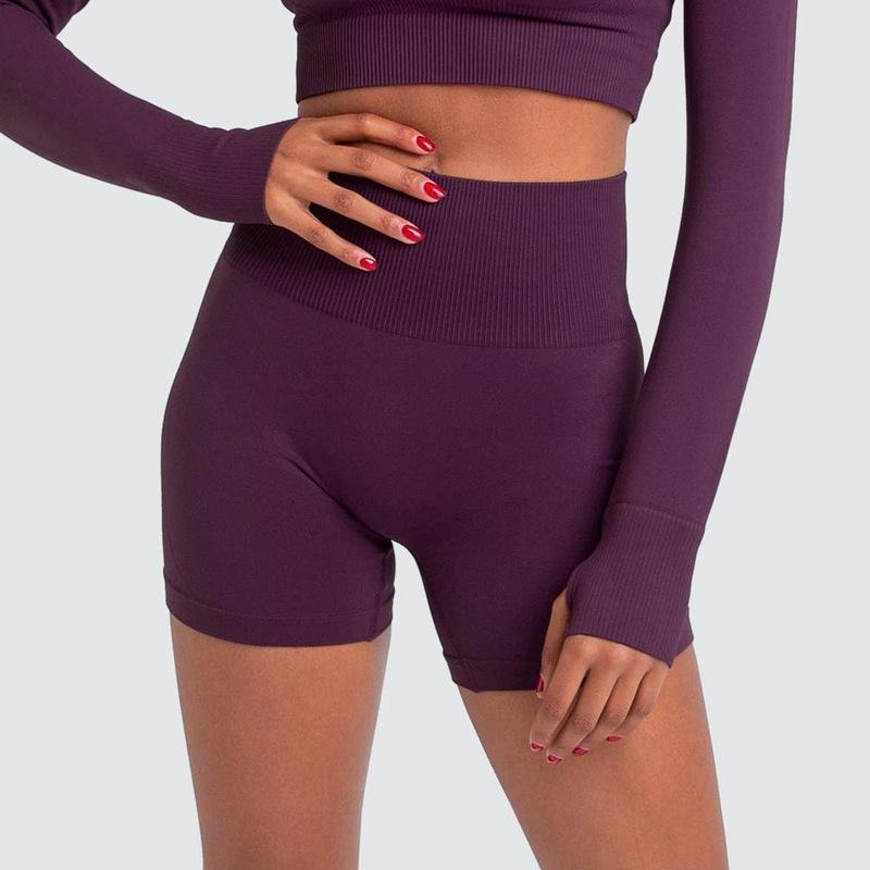 OmHO Ropa de Yoga de Tela Súper suave, Pantalones cortos de Gimnasio con Realce, Mallas Deportativas de Faja Alta Para Mujer, pantalones cortos de entrenamiento y ciclismo
